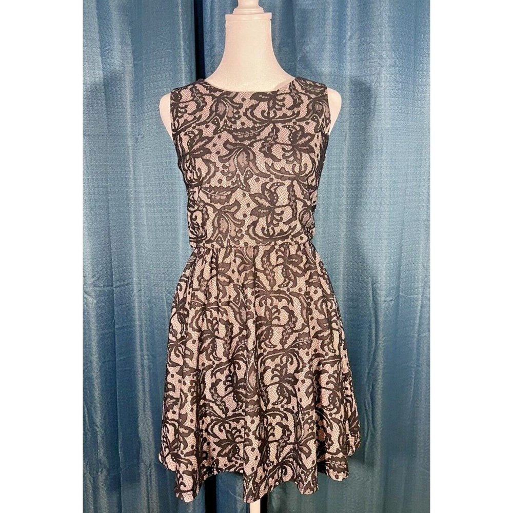 Heart Soul black lace sheer lining zipper sleeveless dress SZ small
